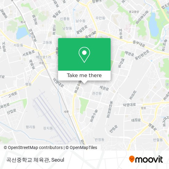 곡선중학교 체육관 map