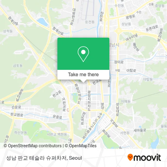 성남 판교 테슬라 슈퍼차저 map