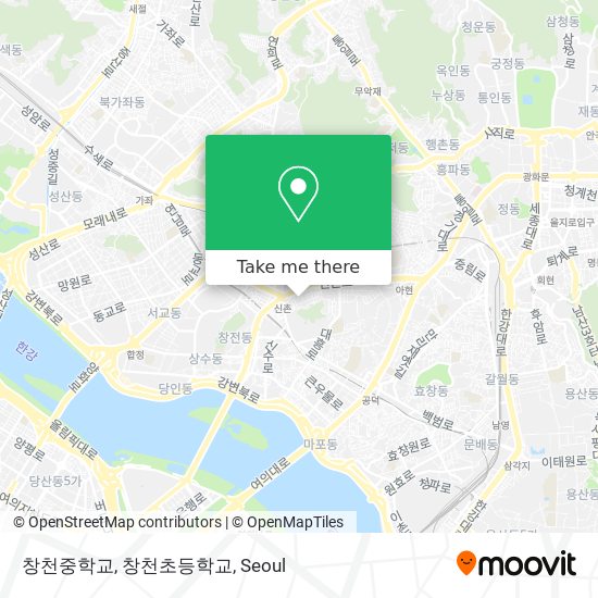 창천중학교, 창천초등학교 map