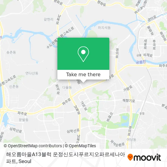 해오름마을A13블럭 운정신도시푸르지오파르세나아파트 map