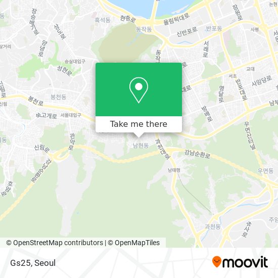 How to get to Gs25 in 관악구, 서울시 by Bus or Subway?