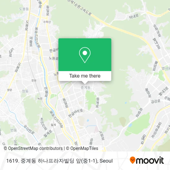 1619. 중계동 하나프라자빌딩 앞(중1-1) map
