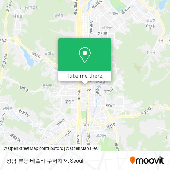 성남-분당 테슬라 수퍼차저 map