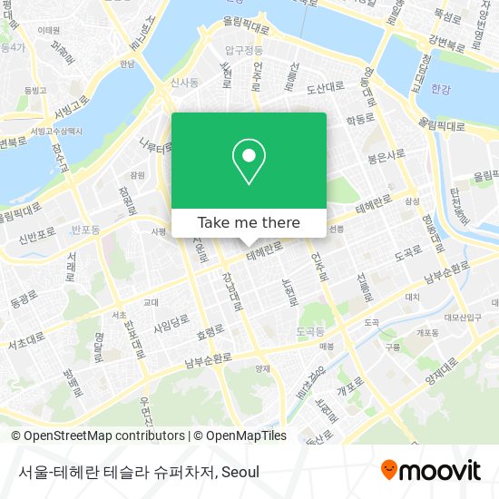 서울-테헤란 테슬라 슈퍼차저 map