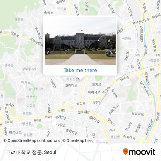 고려대학교 정문 map