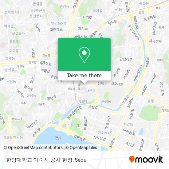 한양대학교 기숙사 공사 현장 map