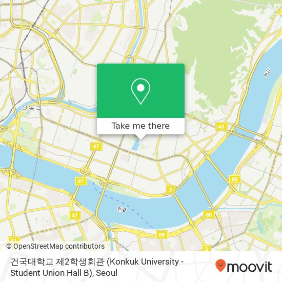 건국대학교 제2학생회관 (Konkuk University - Student Union Hall B) map