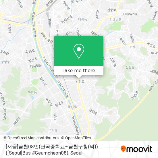 [서울]금천08번(난곡중학교~금천구청(역))([Seoul]Bus #Geumcheon08) map