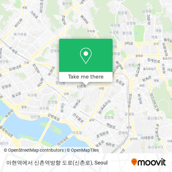 아현역에서 신촌역방향 도로(신촌로) map