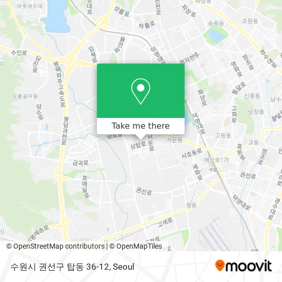 How to get to 수원시 권선구 탑동 36-12 in 수원시, 경기도 by bus or subway?