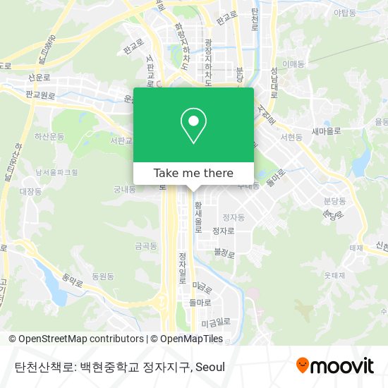 탄천산책로: 백현중학교 정자지구 map