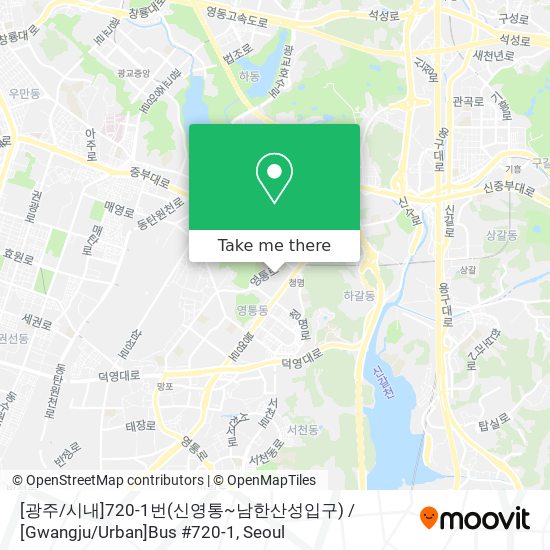 [광주 / 시내]720-1번(신영통~남한산성입구) / [Gwangju / Urban]Bus #720-1 map