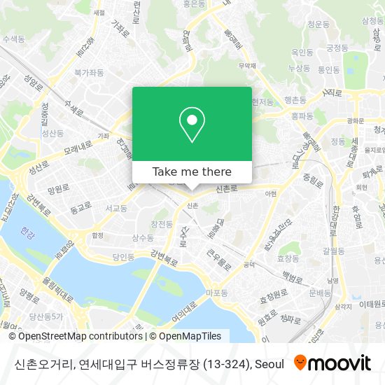신촌오거리, 연세대입구 버스정류장 (13-324) map
