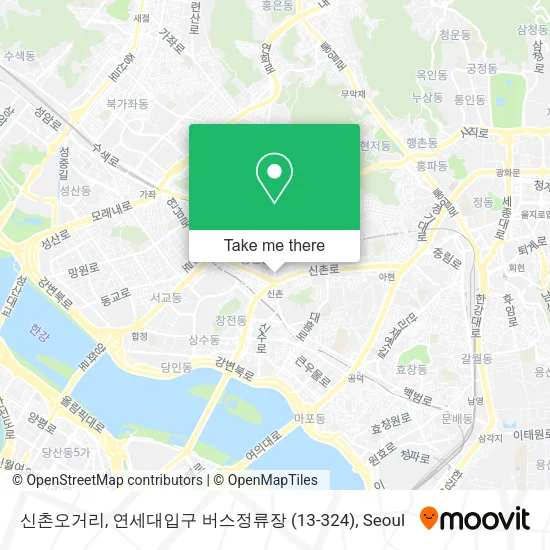 신촌오거리, 연세대입구 버스정류장 (13-324) map