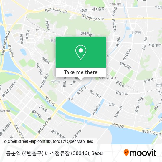 동춘역 (4번출구) 버스정류장 (38346) map