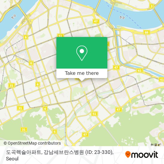 도곡렉슬아파트, 강남세브란스병원 (ID: 23-330) map