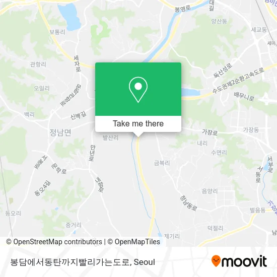 봉담에서동탄까지빨리가는도로 map