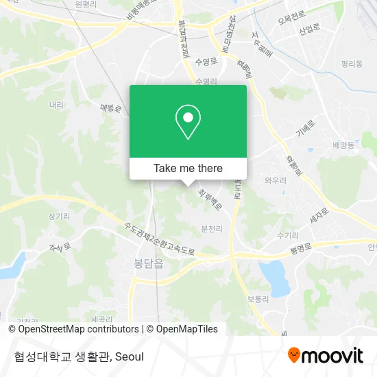 협성대학교 생활관 map
