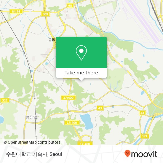 수원대학교 기숙사 map