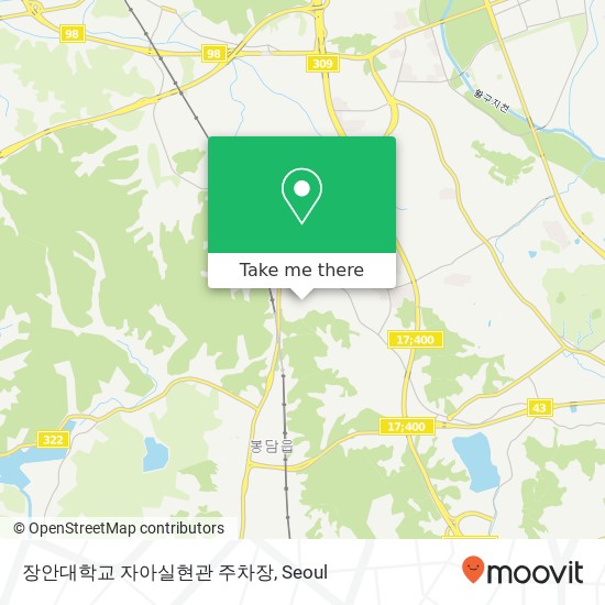 장안대학교 자아실현관 주차장 map