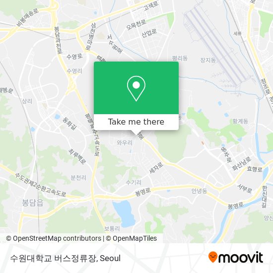 수원대학교 버스정류장 map