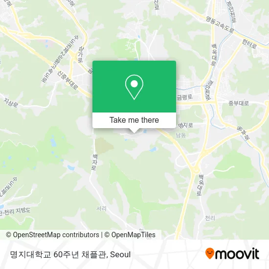 명지대학교 60주년 채플관 map