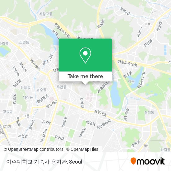 아주대학교 기숙사 용지관 map