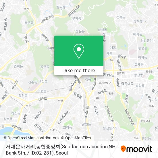 서대문사거리,농협중앙회(Seodaemun Junction,NH Bank Stn. / ID:02-281) map