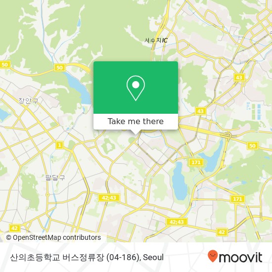 산의초등학교 버스정류장 (04-186) map