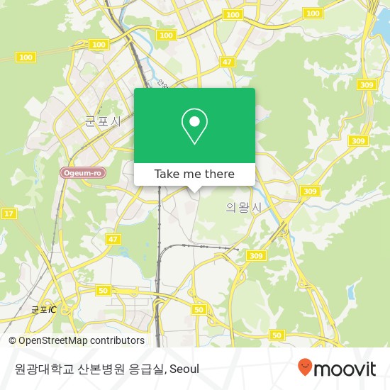 원광대학교 산본병원 응급실 map