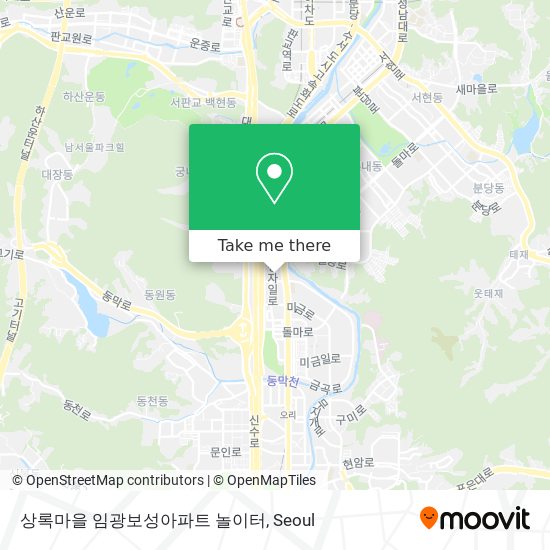 バス, 地下鉄 - サブウェイ または ライトレールで성남시, 경기도の상록마을 임광보성아파트 놀이터への行き方
