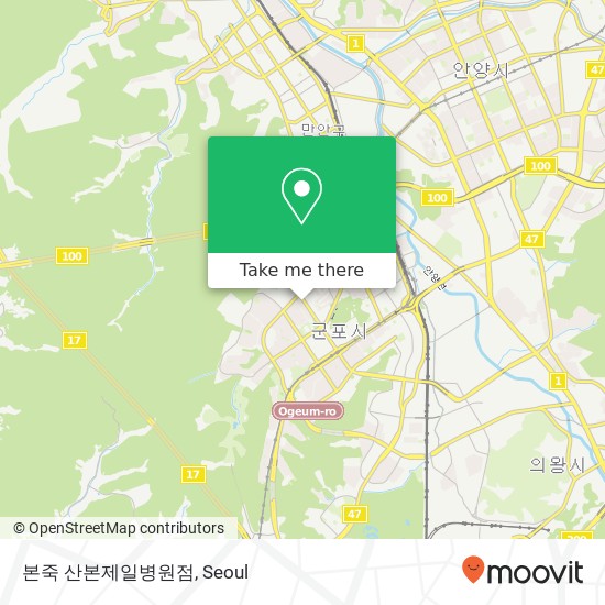 본죽 산본제일병원점 map