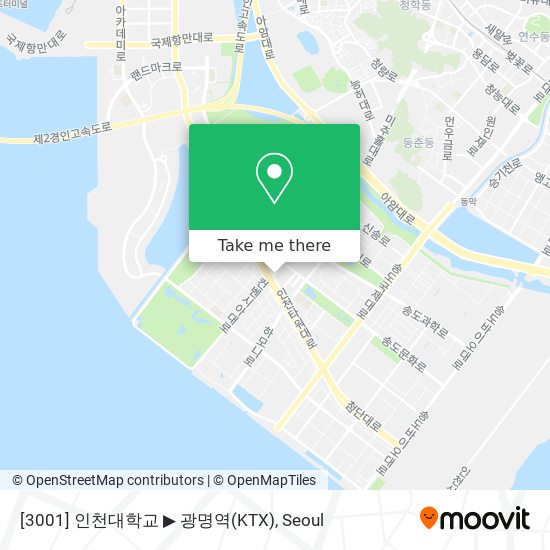[3001]  인천대학교 ▶ 광명역(KTX) map