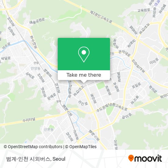 범계-인천 시외버스 map