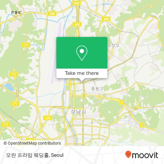 모란 프라임 웨딩홀 map