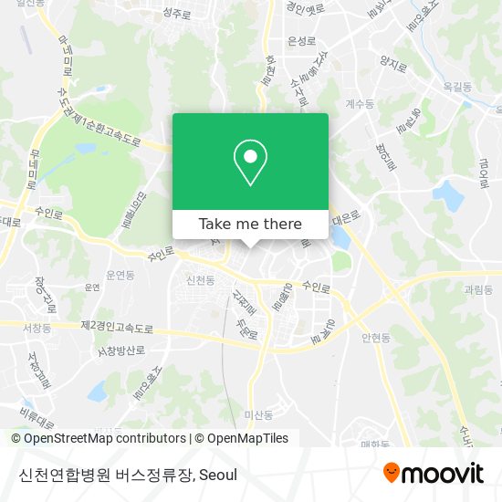 신천연합병원 버스정류장 map