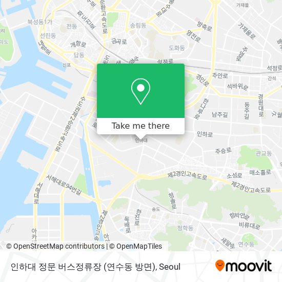 인하대 정문 버스정류장 (연수동 방면) map
