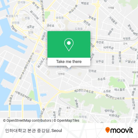 인하대학교 본관 중강당 map