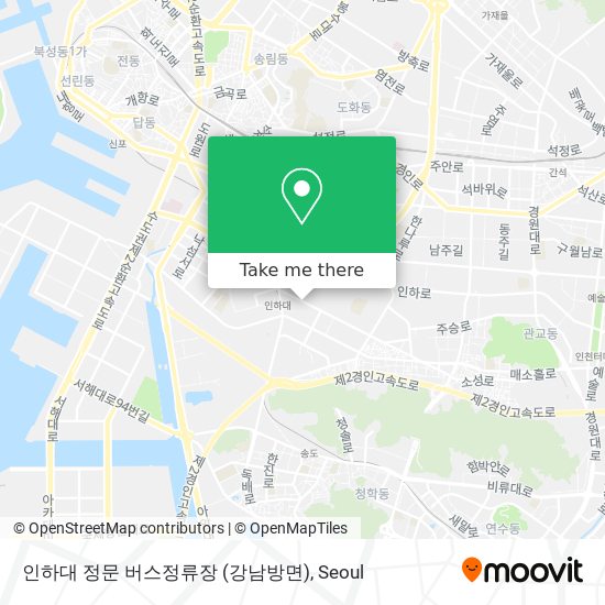 인하대 정문 버스정류장 (강남방면) map
