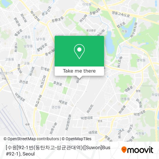 [수원]92-1번(동탄차고-성균관대역)([Suwon]Bus #92-1) map
