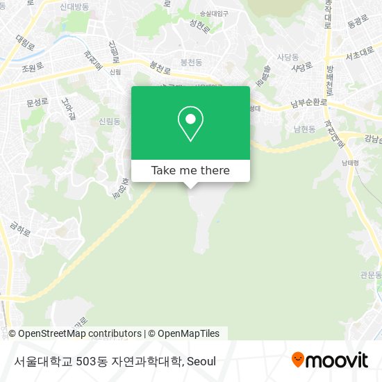 서울대학교 503동 자연과학대학 map