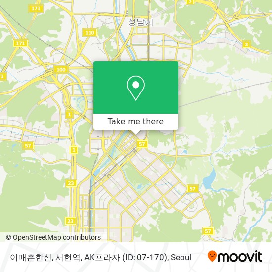 이매촌한신, 서현역, AK프라자 (ID: 07-170) map