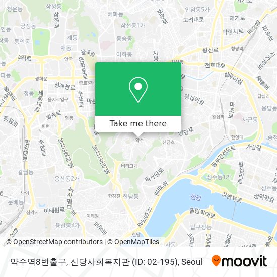 약수역8번출구, 신당사회복지관 (ID: 02-195) map