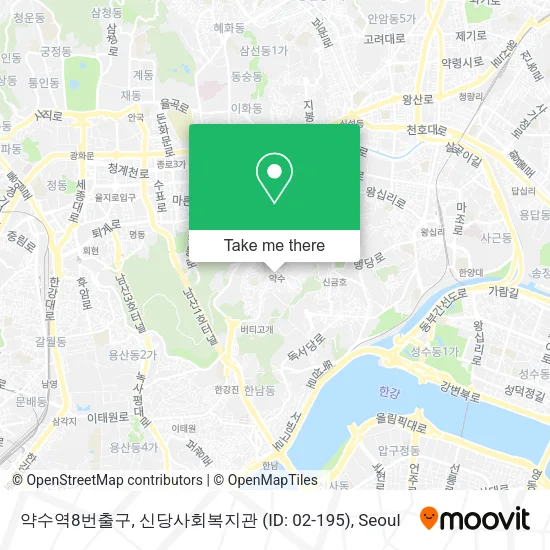 약수역8번출구, 신당사회복지관 (ID: 02-195) map