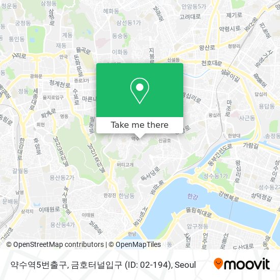 약수역5번출구, 금호터널입구 (ID: 02-194) map