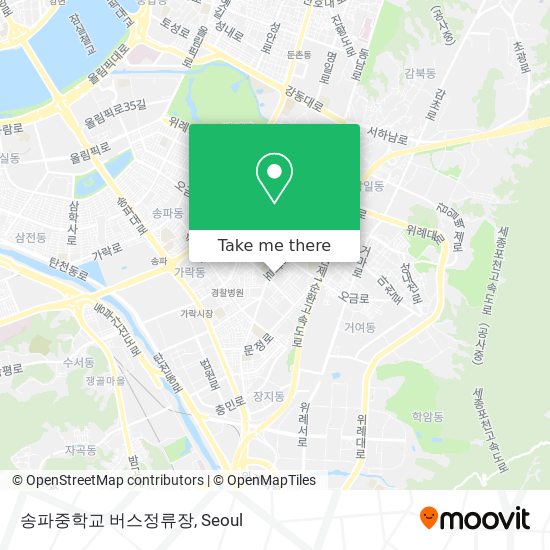 송파중학교 버스정류장 map