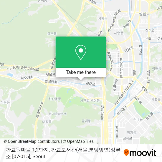 판교원마을 1,2단지, 판교도서관(서울,분당방면)정류소 [07-015] map