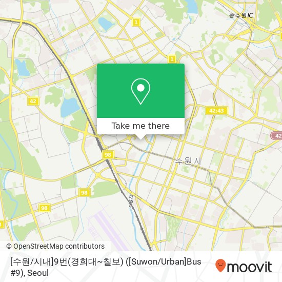 [수원 / 시내]9번(경희대~칠보) ([Suwon / Urban]Bus #9) map