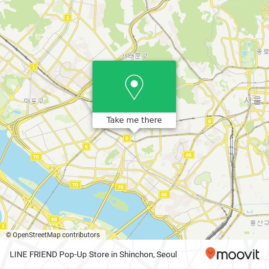 LINE FRIEND Pop-Up Store in Shinchon map