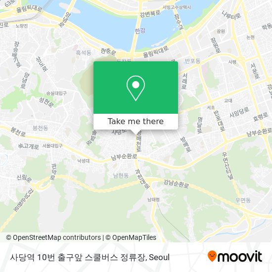 사당역 10번 출구앞 스쿨버스 정류장 map